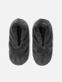 Chaussettes|Primark Chaussons En Fausse Fourrure Anthracite