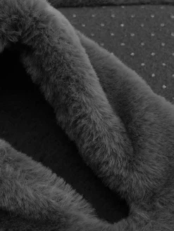 Chaussettes|Primark Chaussons En Fausse Fourrure Anthracite