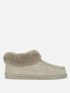 Chaussons|Primark Chaussons Mocassins Doublés En Fausse Fourrure Gris