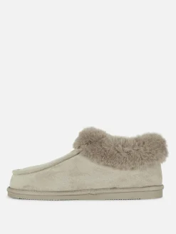 Chaussons|Primark Chaussons Mocassins Doublés En Fausse Fourrure Gris