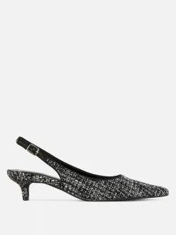 Chaussures À Talons|Primark Chaussures à Talon Bas Ouvert Avec Effet Bouclé Noir