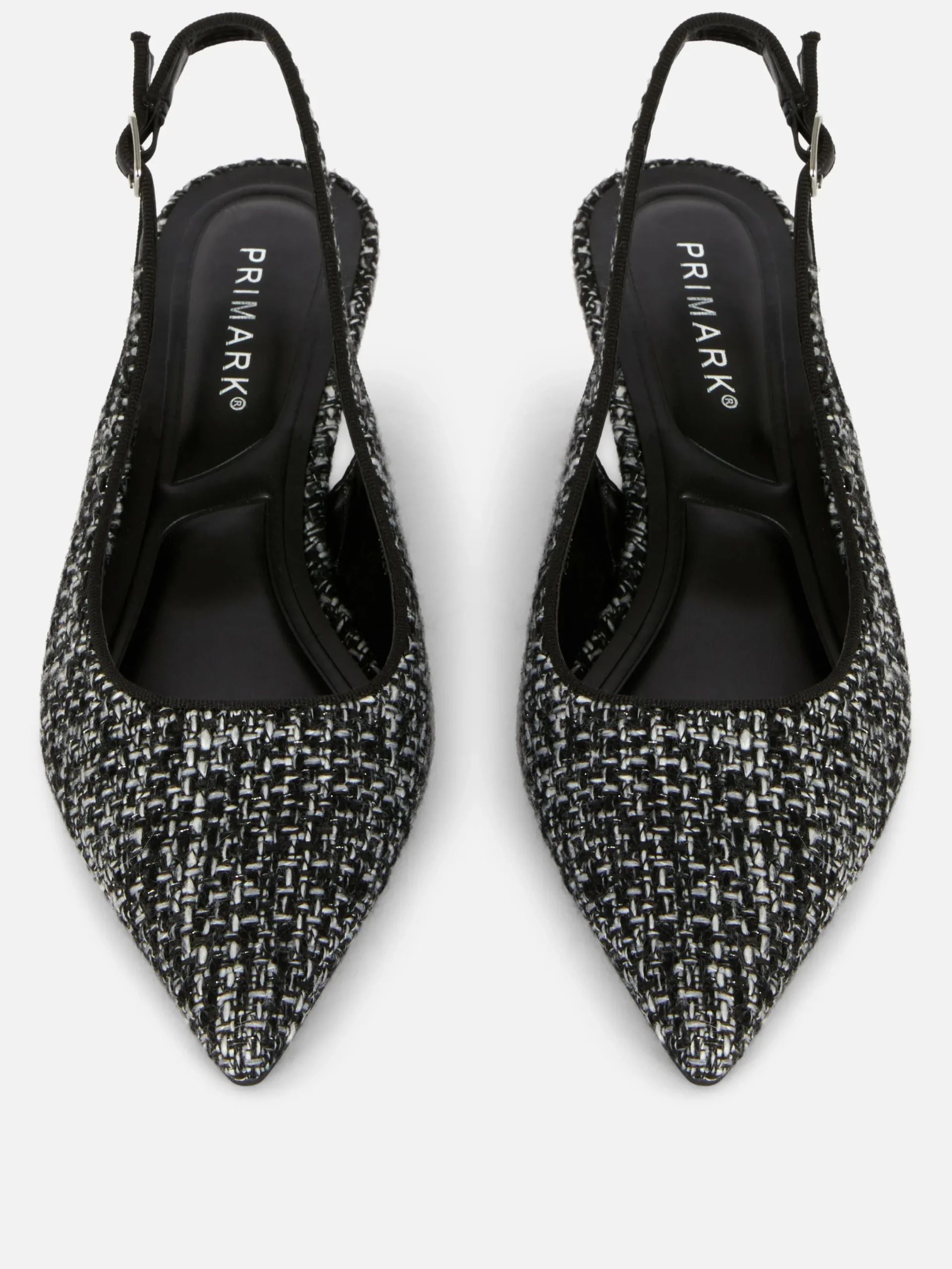 Chaussures À Talons|Primark Chaussures à Talon Bas Ouvert Avec Effet Bouclé Noir