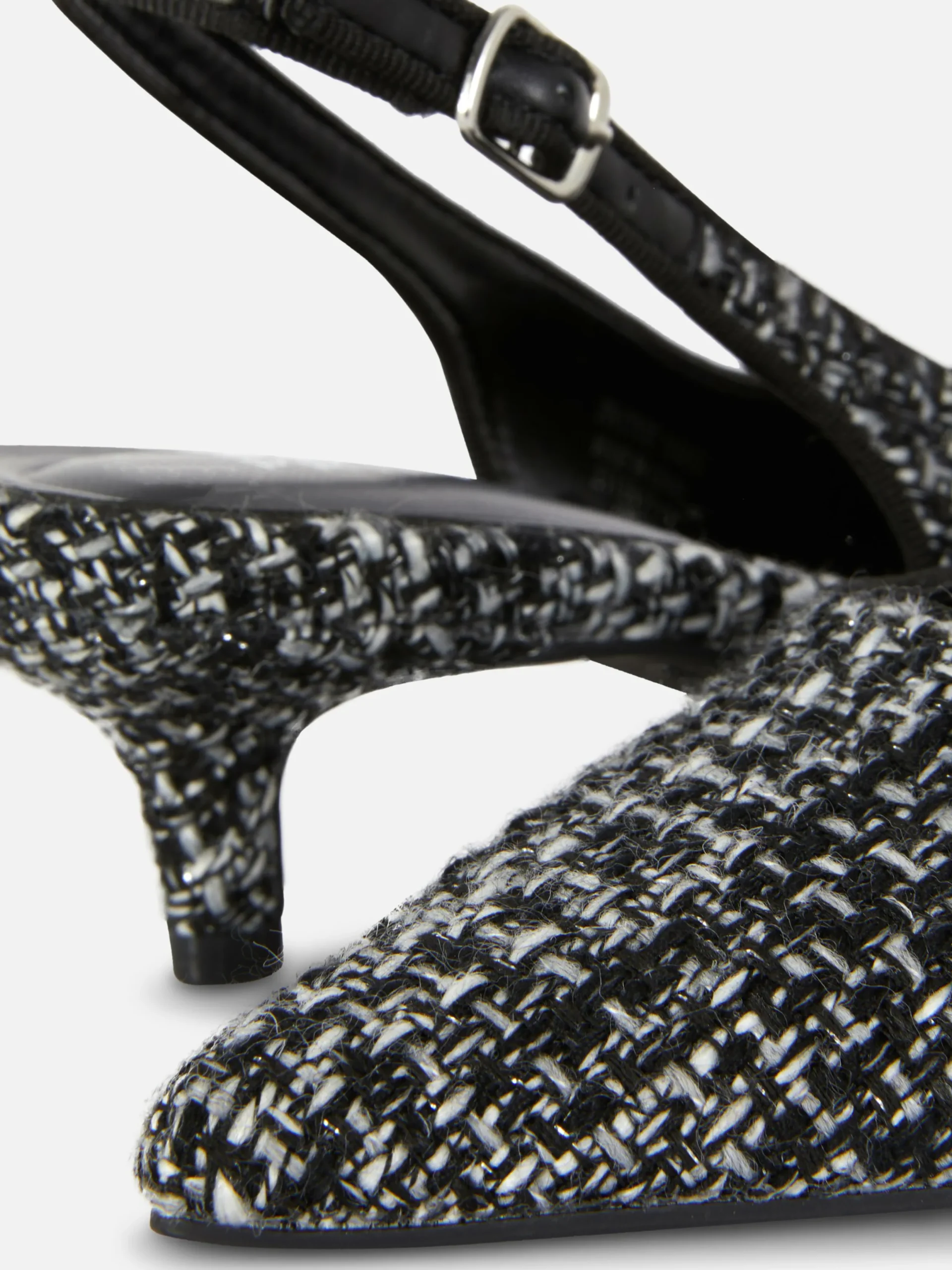 Chaussures À Talons|Primark Chaussures à Talon Bas Ouvert Avec Effet Bouclé Noir