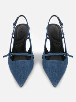 Chaussures À Talons|Denim|Primark Chaussures En Jean à Talon Bas Et Boucle Bleu foncé