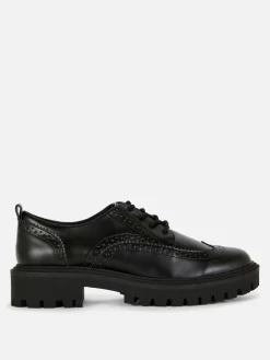 Ballerines|Primark Chaussures Richelieu épaisses à Lacets Noir