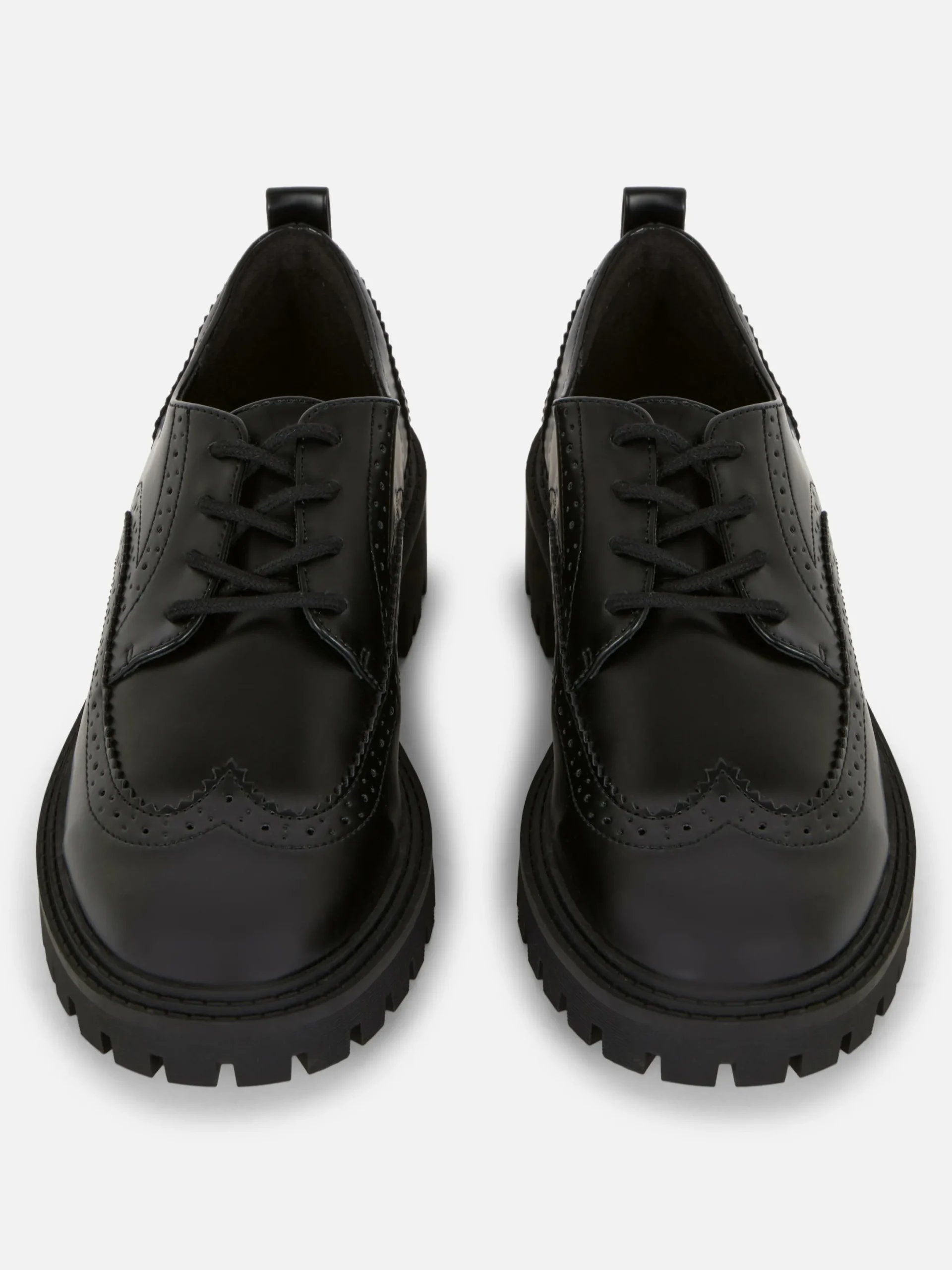 Ballerines|Primark Chaussures Richelieu épaisses à Lacets Noir