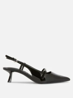 Vêtements Gothiques|Chaussures À Talons|Primark Chaussures Vernies à Talon Bas Et à Boucle Noir