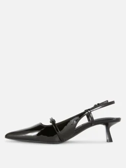 Vêtements Gothiques|Chaussures À Talons|Primark Chaussures Vernies à Talon Bas Et à Boucle Noir