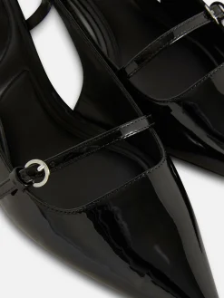 Vêtements Gothiques|Chaussures À Talons|Primark Chaussures Vernies à Talon Bas Et à Boucle Noir
