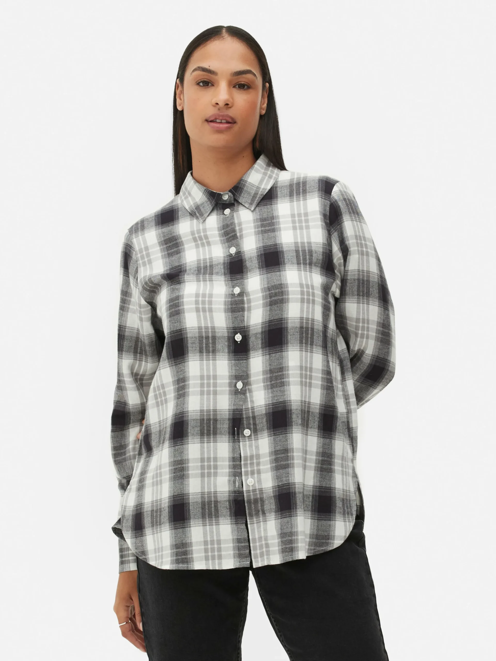 Chemises Et Blouses|Primark Chemise Boutonnée à Carreaux Ivoire