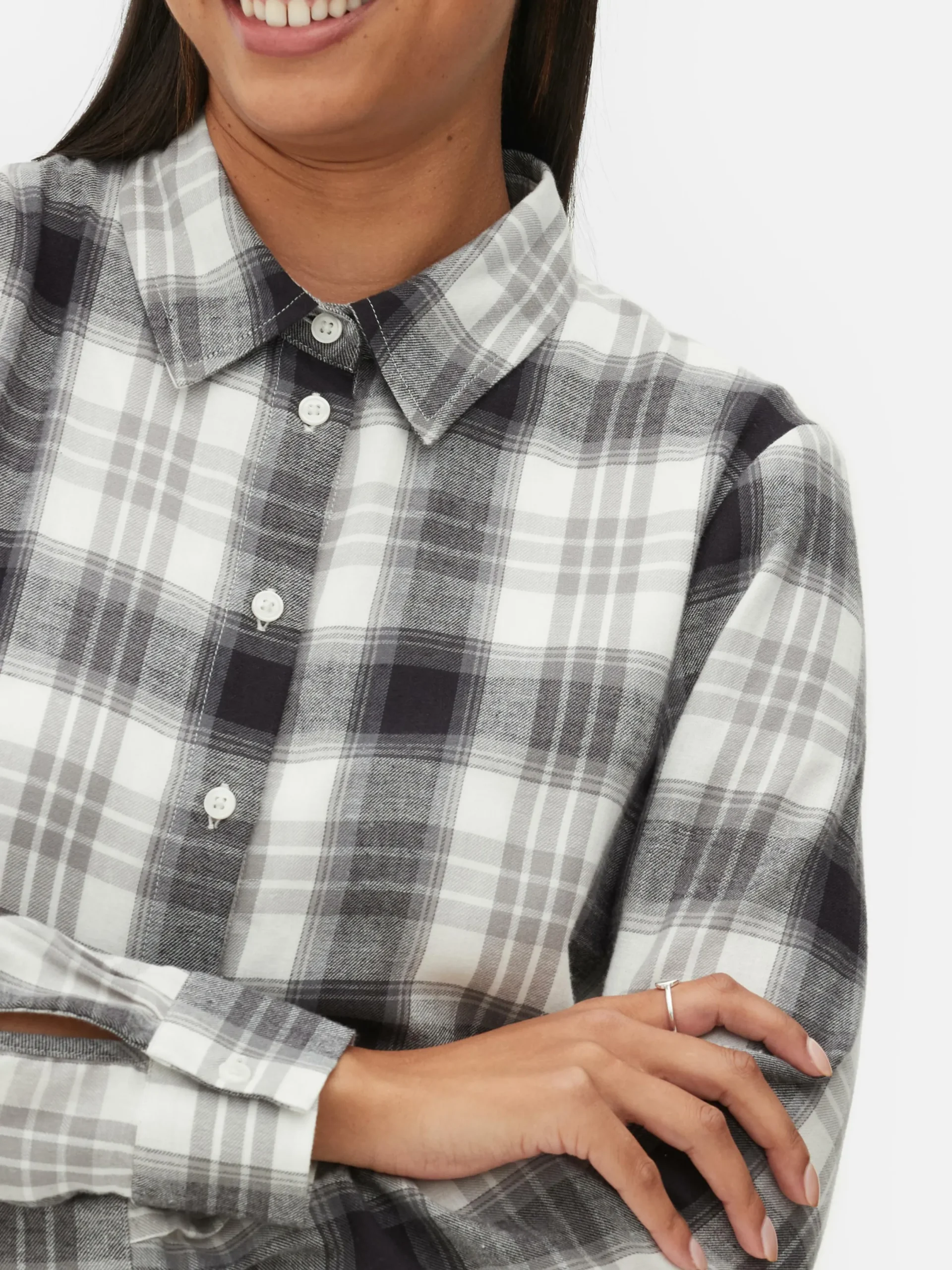 Chemises Et Blouses|Primark Chemise Boutonnée à Carreaux Ivoire