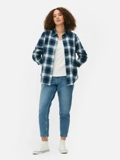 Chemises Et Blouses|Primark Chemise Boutonnée à Carreaux Bleu marine