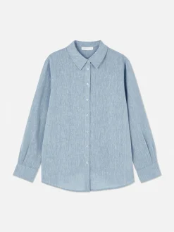 Chemises Et Blouses|Primark Chemise En Chambray à Manches Longues Bleu