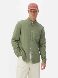 Chemises|Primark Chemise En Sergé De Coton à Manches Longues Vert clair