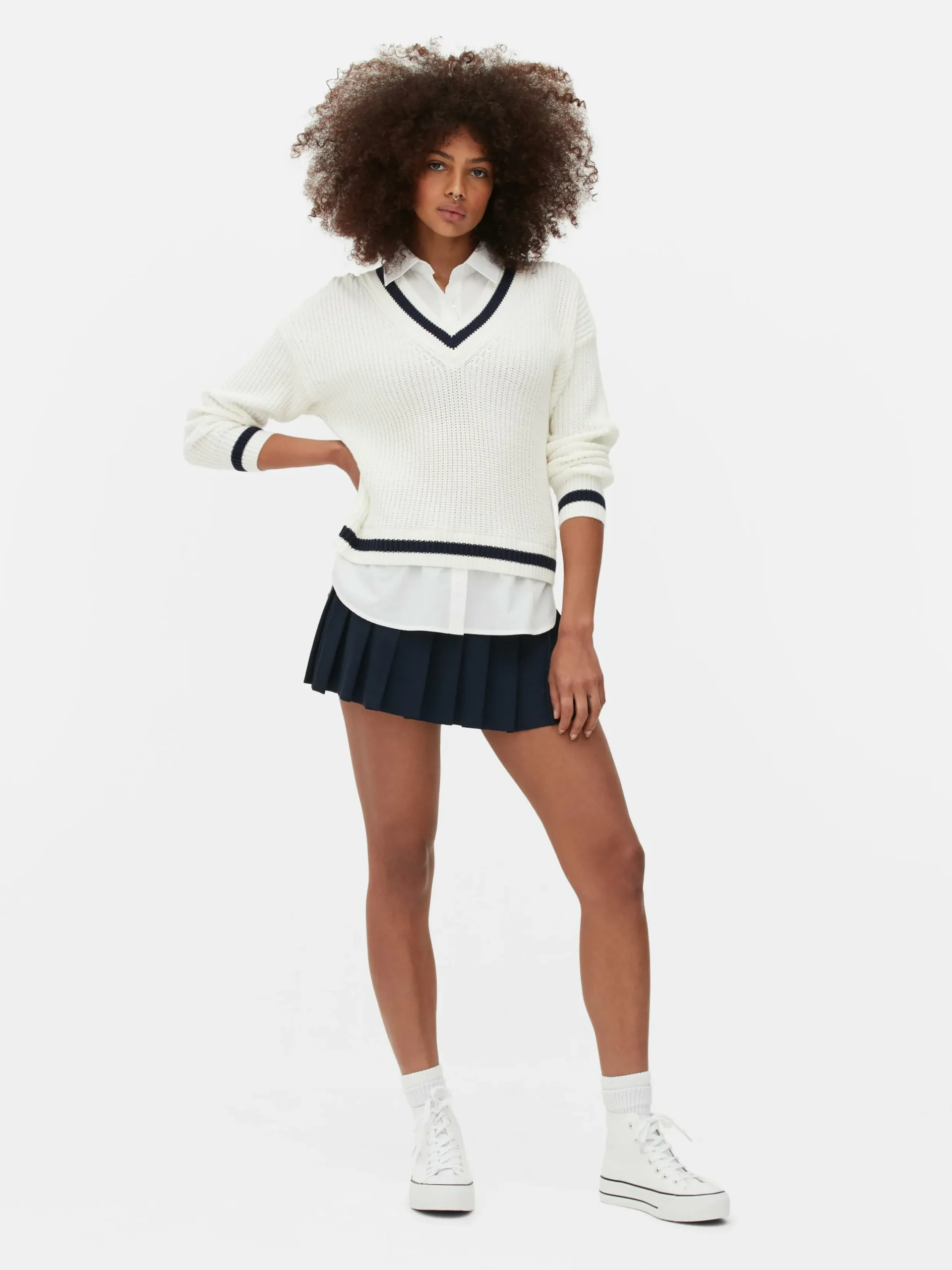 Pulls Et Gilets|Primark Chemise Et Pull Deux-en-un De Style Universitaire Ivoire