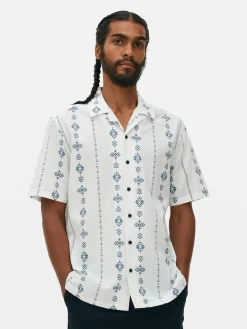 Chemises|Primark Chemise Froissée à Manches Courtes Et Motif Géométrique Écru
