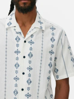 Chemises|Primark Chemise Froissée à Manches Courtes Et Motif Géométrique Écru