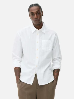 Chemises|Primark Chemise Jacquard à Manches Longues Blanc