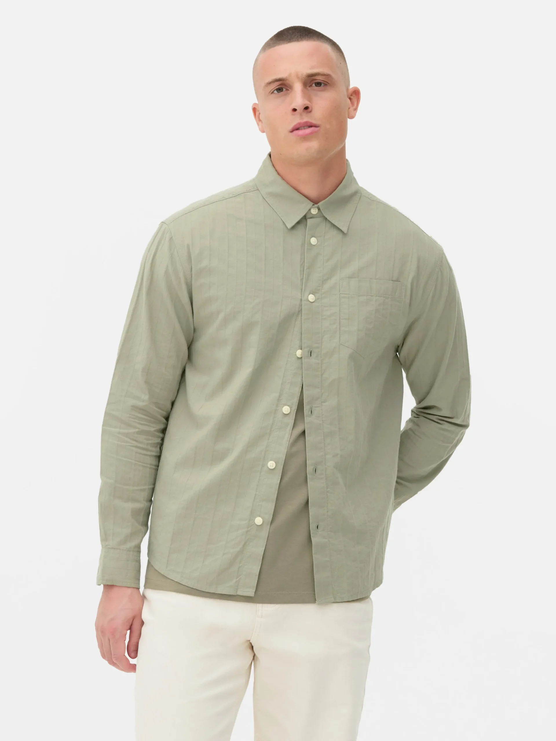 Chemises|Primark Chemise Jacquard à Manches Longues Vert