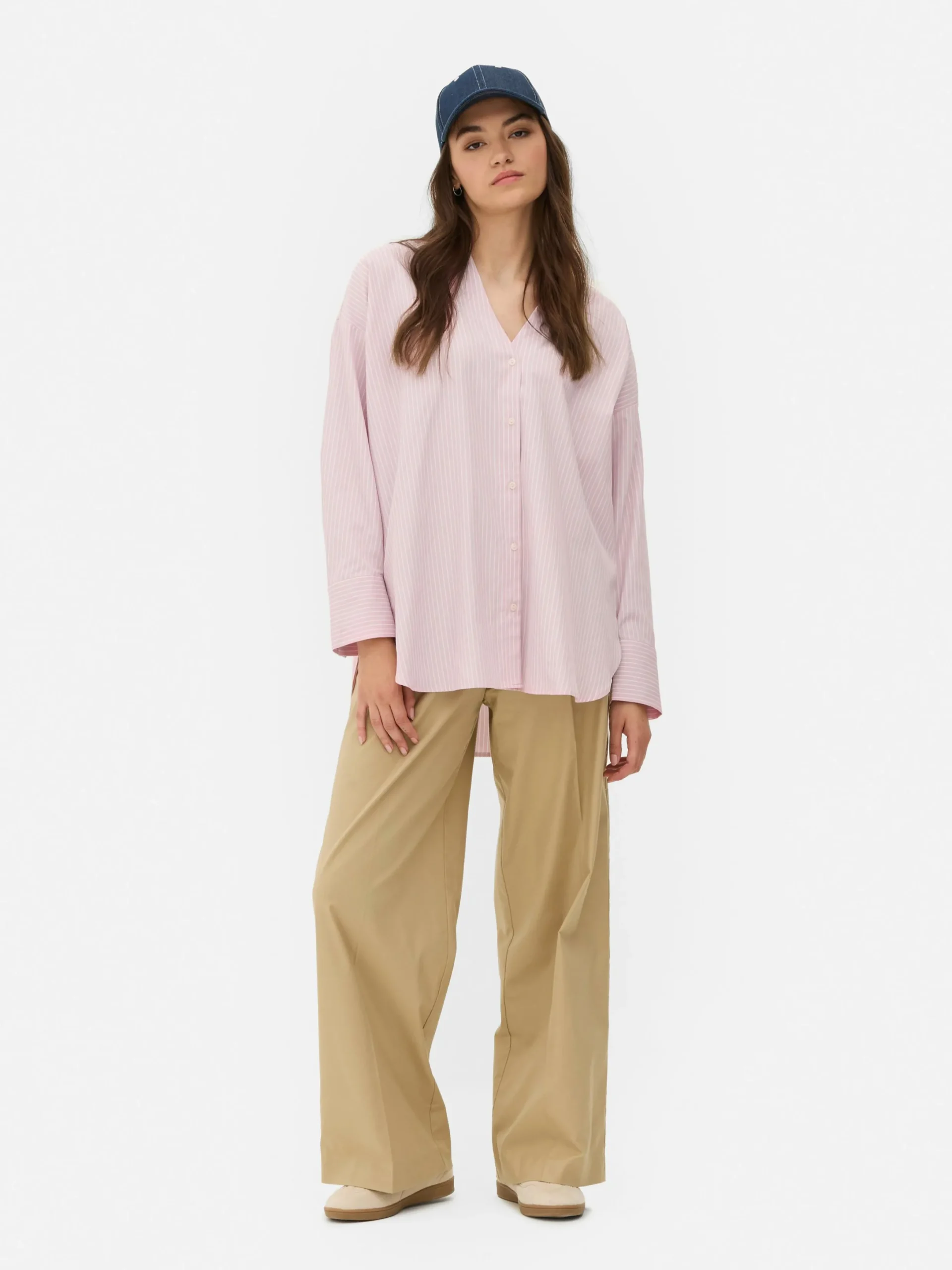 Chemises Et Blouses|Primark Chemise Oversize En Popeline Rose