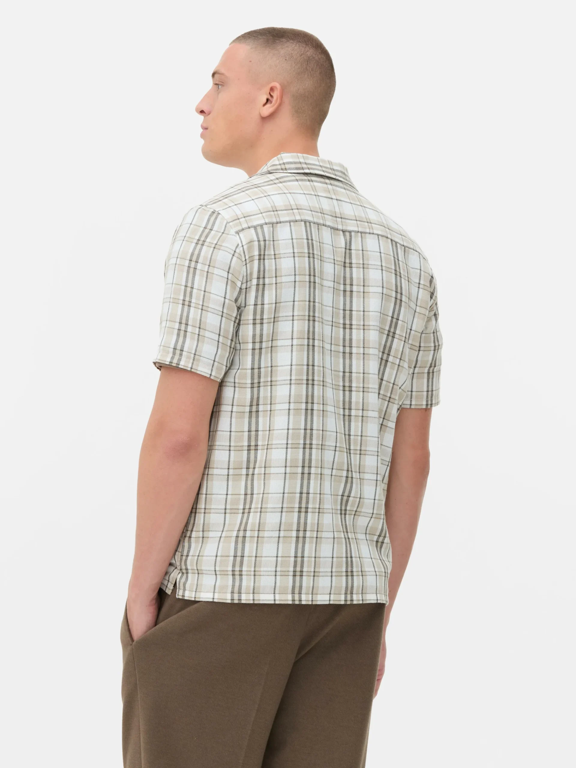 Chemises|Primark Chemise Texturée à Carreaux Et à Manches Courtes Fauve