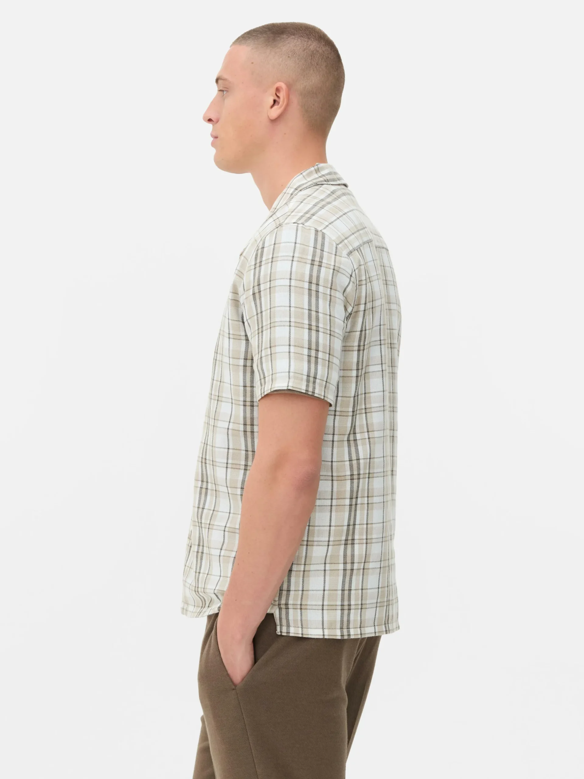 Chemises|Primark Chemise Texturée à Carreaux Et à Manches Courtes Fauve