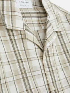 Chemises|Primark Chemise Texturée à Carreaux Et à Manches Courtes Fauve