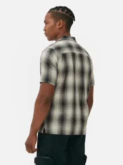 Chemises|Primark Chemise Texturée à Carreaux Et à Manches Courtes Noir/Blanc