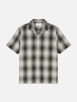 Chemises|Primark Chemise Texturée à Carreaux Et à Manches Courtes Noir/Blanc