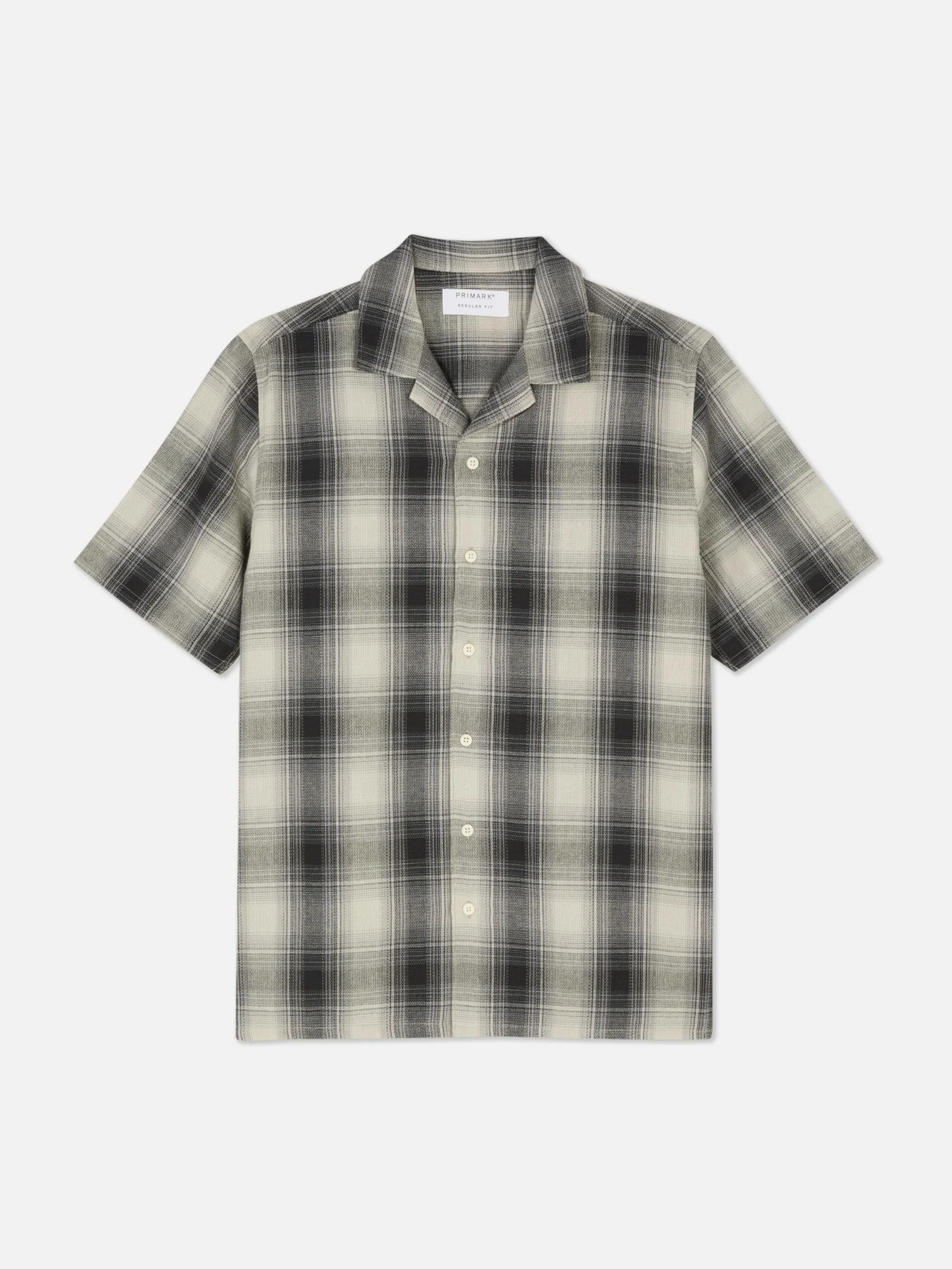 Chemises|Primark Chemise Texturée à Carreaux Et à Manches Courtes Noir/Blanc