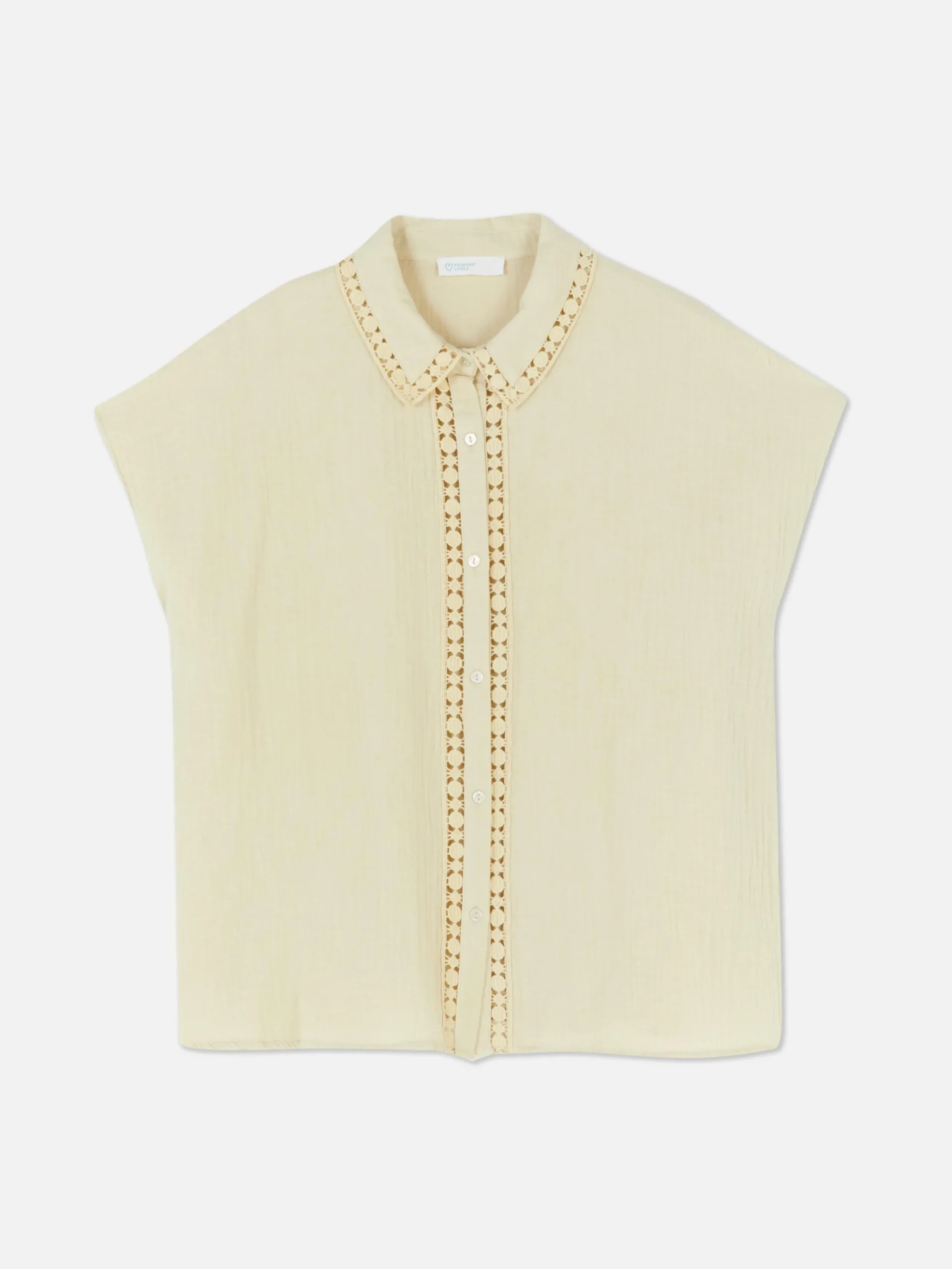 Chemises Et Blouses|Primark Chemisier à Manches Courtes Et Finitions En Crochet Grège