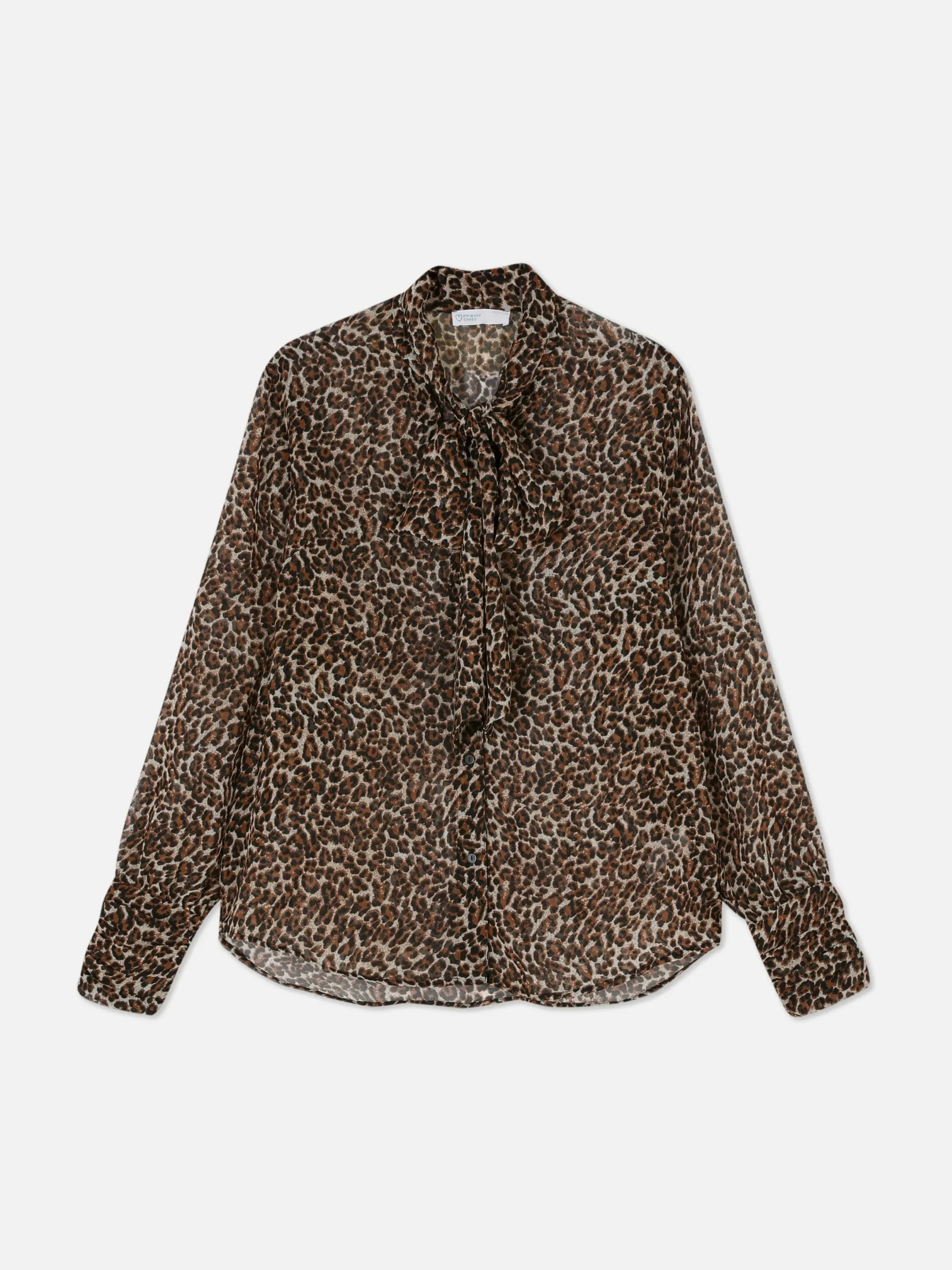 Chemises Et Blouses|Primark Chemisier Boutonné Avec Lien à Nouer Au Col Marron