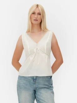 Chemises Et Blouses|Primark Chemisier Sans Manches à Col En V Blanc