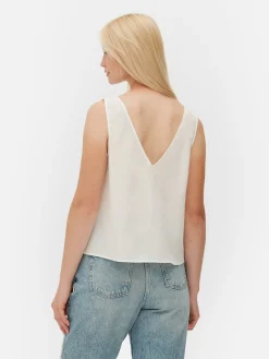 Chemises Et Blouses|Primark Chemisier Sans Manches à Col En V Blanc