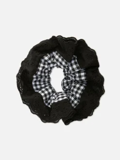 Accessoires Cheveux|Primark Chouchou Cheveux Vichy Avec Dentelle Noir