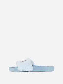 Sandales Et Tongs|Primark Claquettes De Piscine En Fausse Fourrure Disney Bleu