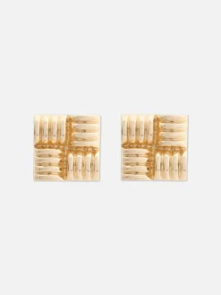 Bijoux|Primark Clous D'oreilles En Forme De Coussin Carré Jaune