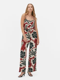 Combinaisons Et Combi-Shorts|Primark Combinaison En Crêpe Texturé Avec Lien à Nouer Rouge