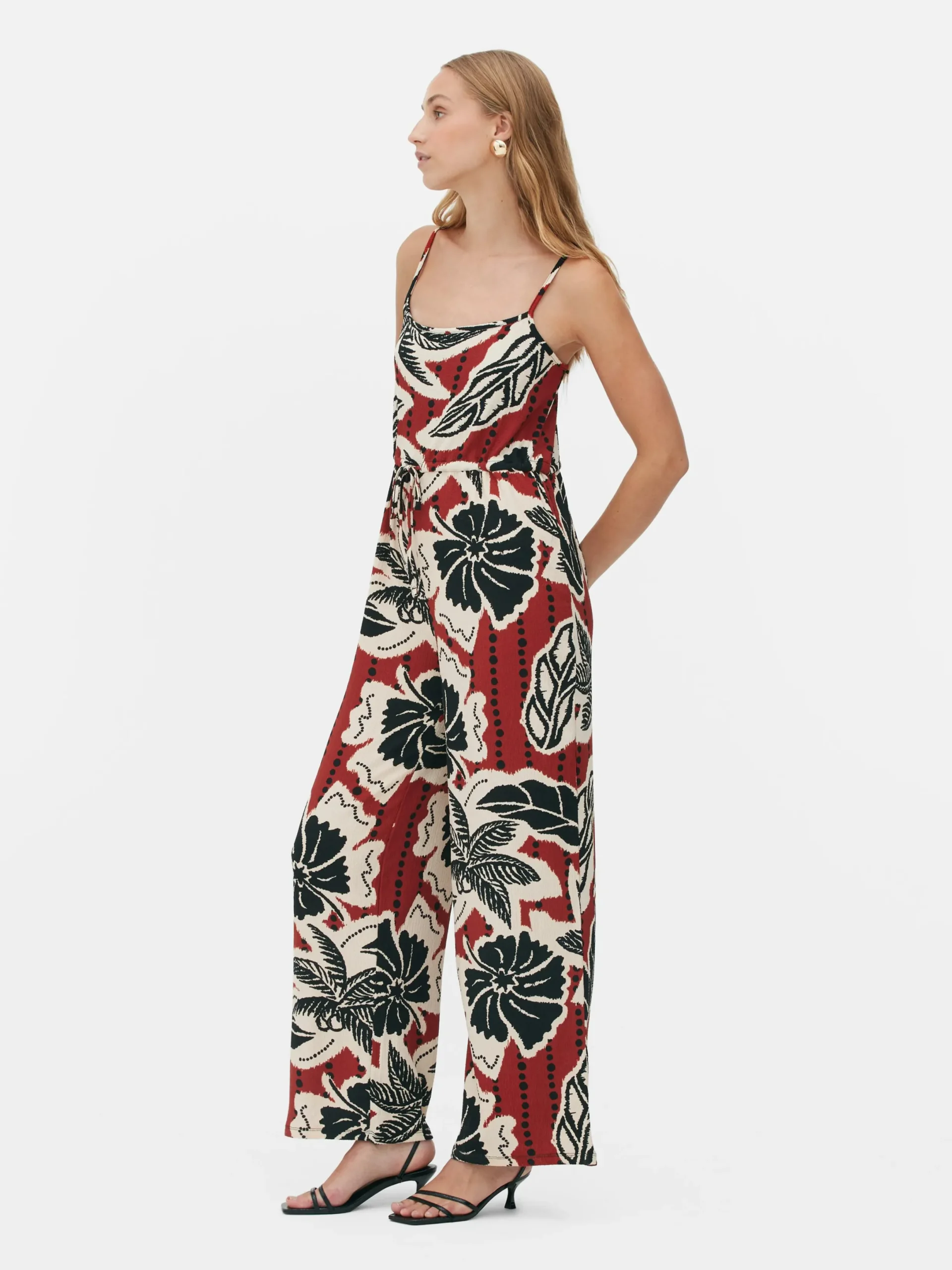 Combinaisons Et Combi-Shorts|Primark Combinaison En Crêpe Texturé Avec Lien à Nouer Rouge