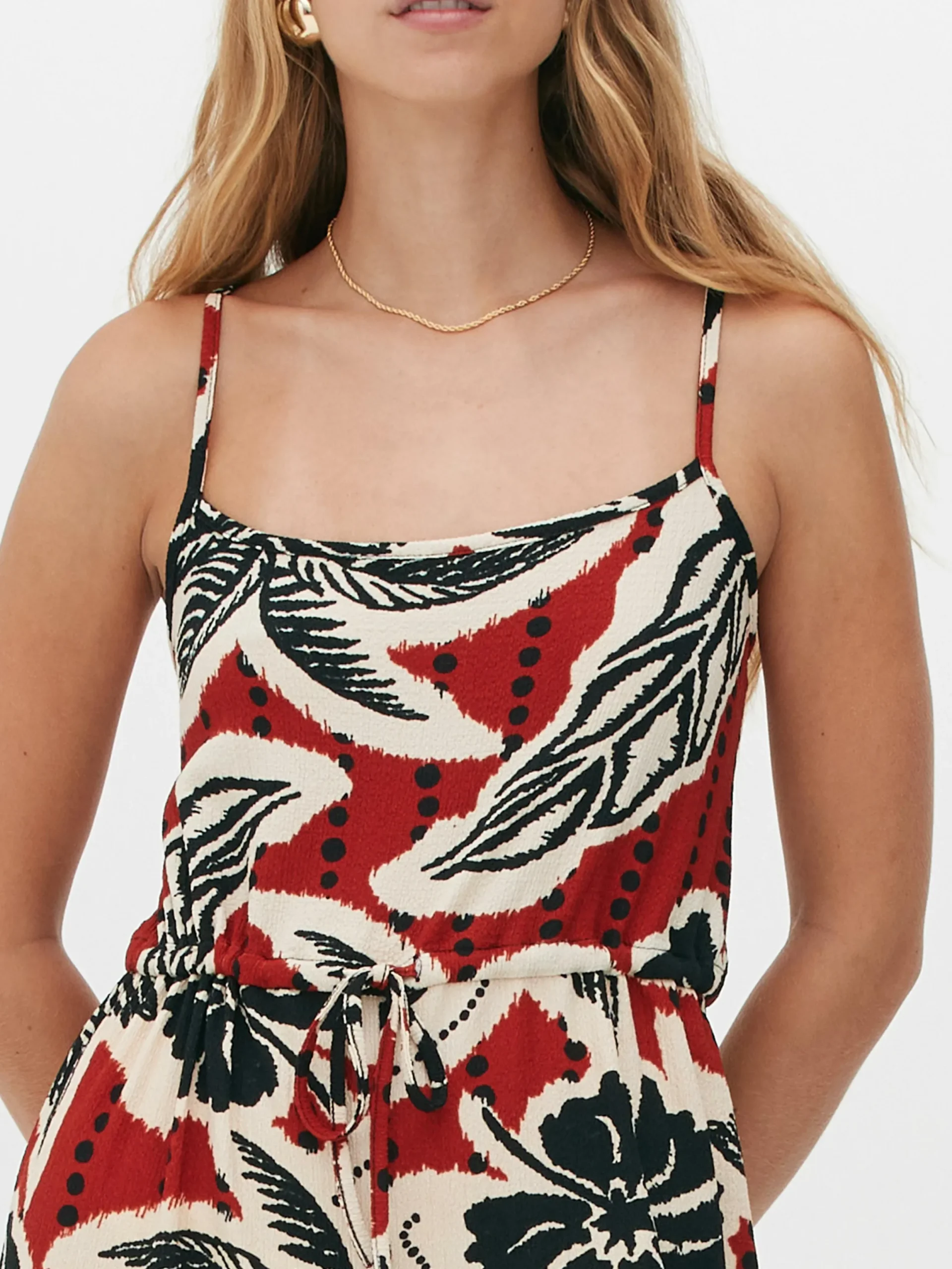 Combinaisons Et Combi-Shorts|Primark Combinaison En Crêpe Texturé Avec Lien à Nouer Rouge