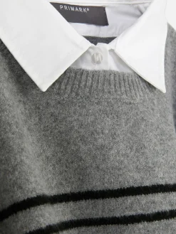 Chemises Et Blouses|Primark Débardeur Chemise 2-en-1 Superposé Gris