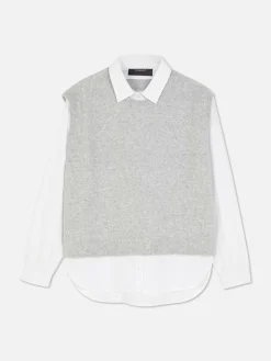 Chemises Et Blouses|Primark Débardeur Chemise 2-en-1 Superposé Gris clair