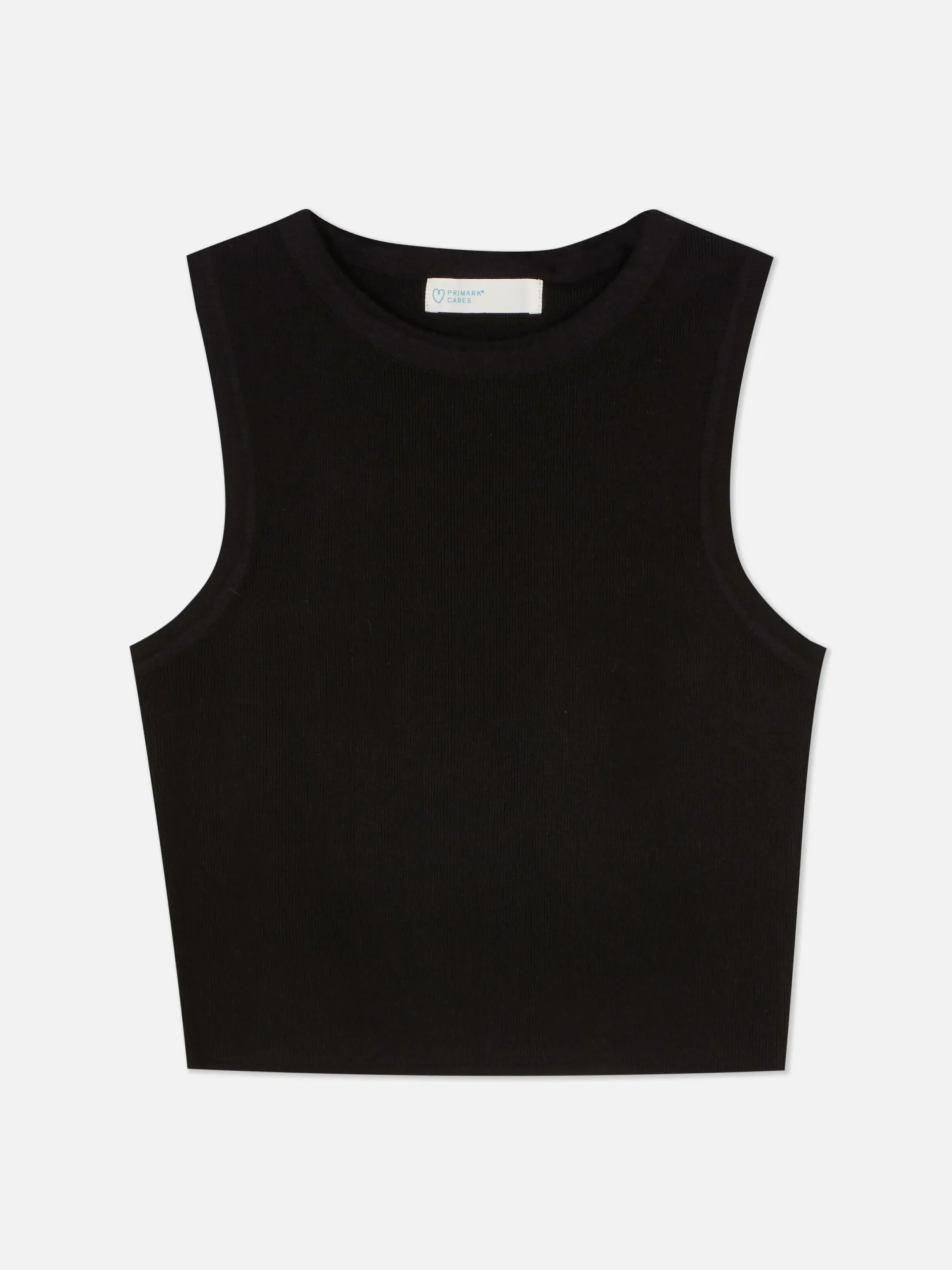 Hauts Et T-Shirts|Primark Débardeur Court à Col Ras-du-cou En Maille Côtelée Noir