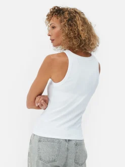 Hauts Et T-Shirts|Primark Débardeur Côtelé à Dos Nageur Blanc