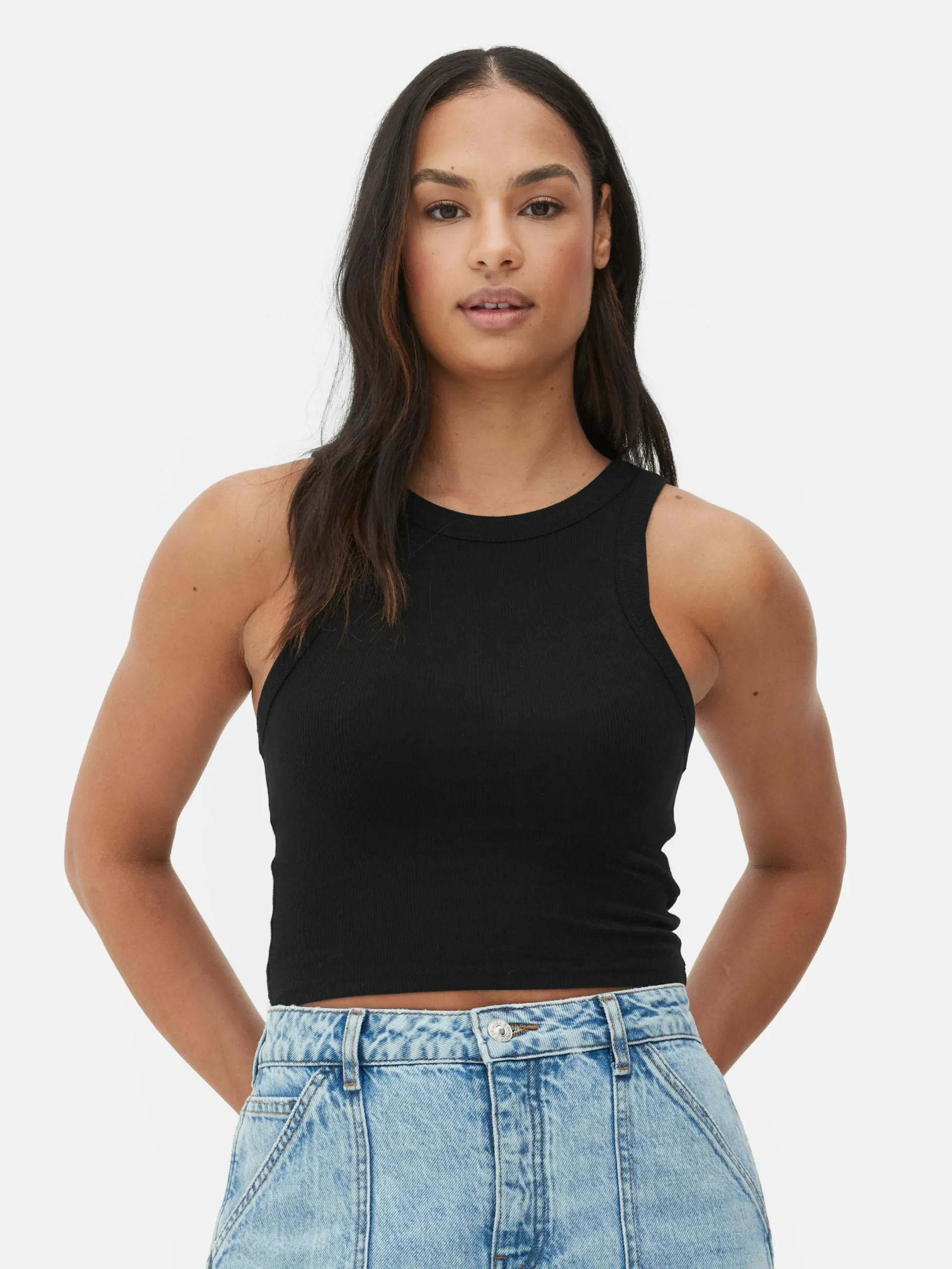 Hauts Et T-Shirts|Primark Débardeur Côtelé à Dos Nageur Noir