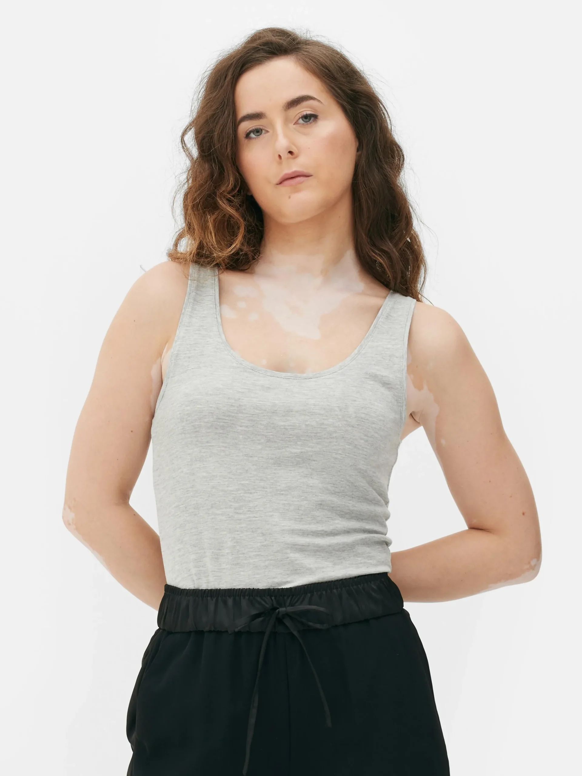 Hauts Et T-Shirts|Primark Débardeur Décolleté En Tissu Stretch Gris chiné