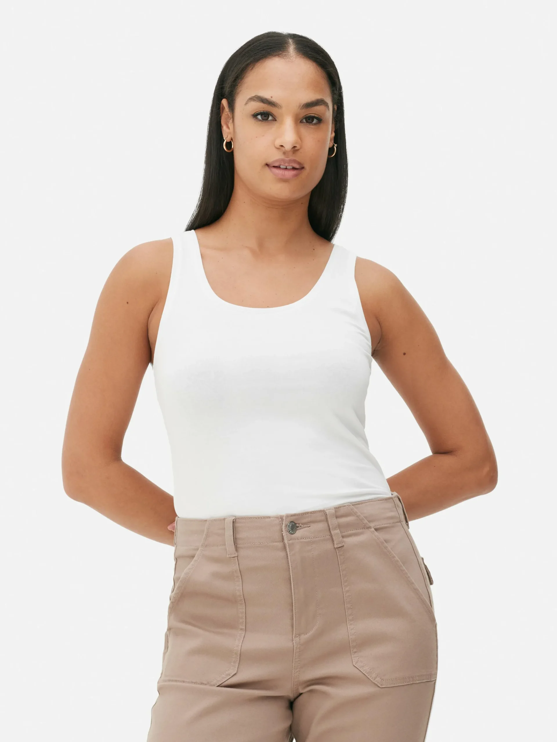 Hauts Et T-Shirts|Primark Débardeur Stretch Décolleté Blanc