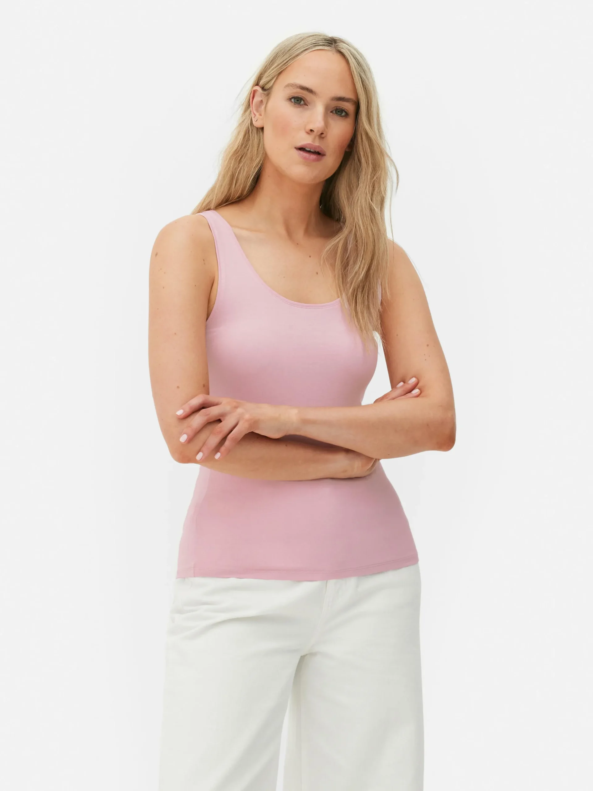 Hauts Et T-Shirts|Primark Débardeur Stretch Décolleté Essential Rose clair