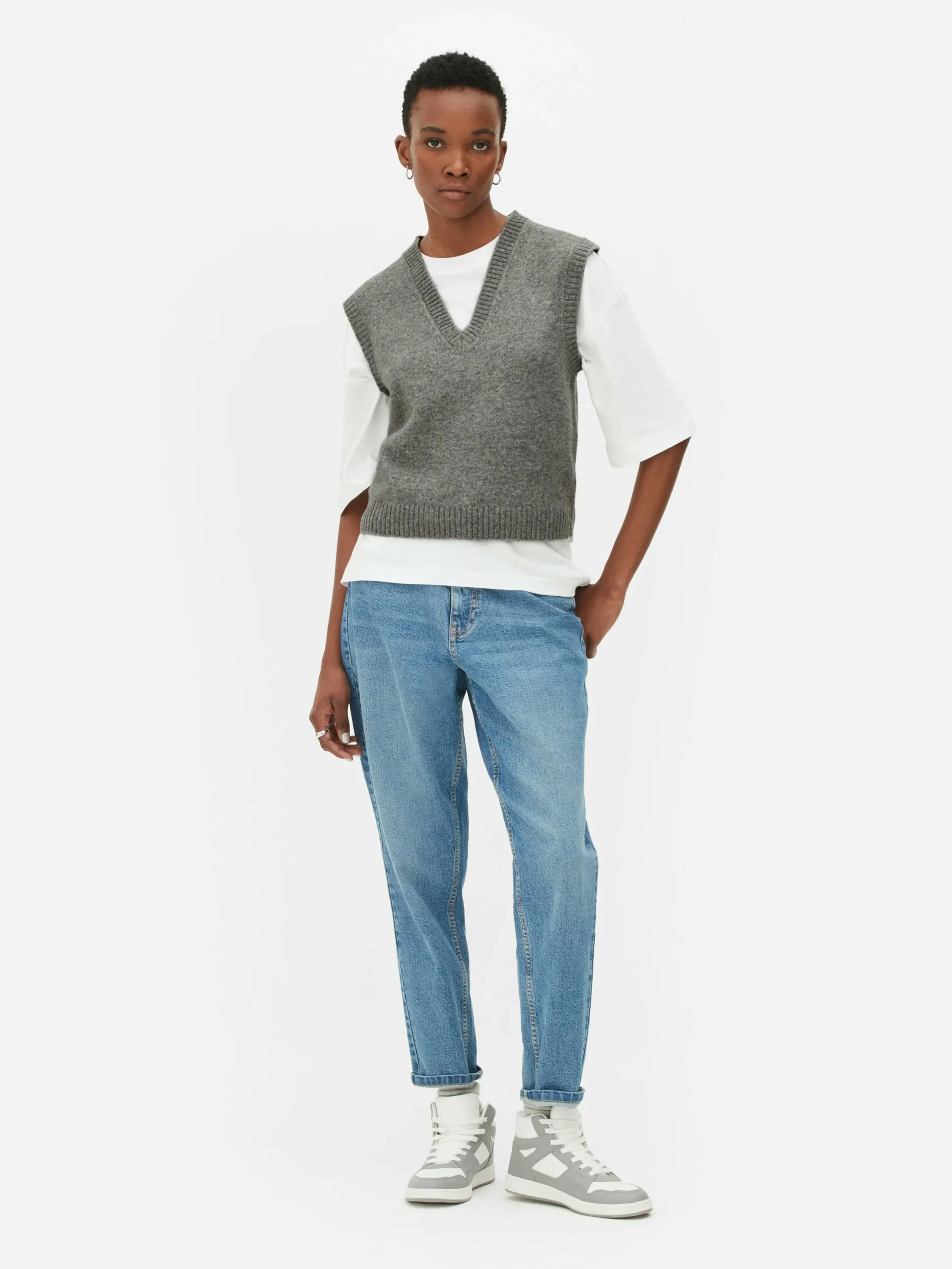Pulls Et Gilets|Primark Débardeur Tricoté à Col En V Gris