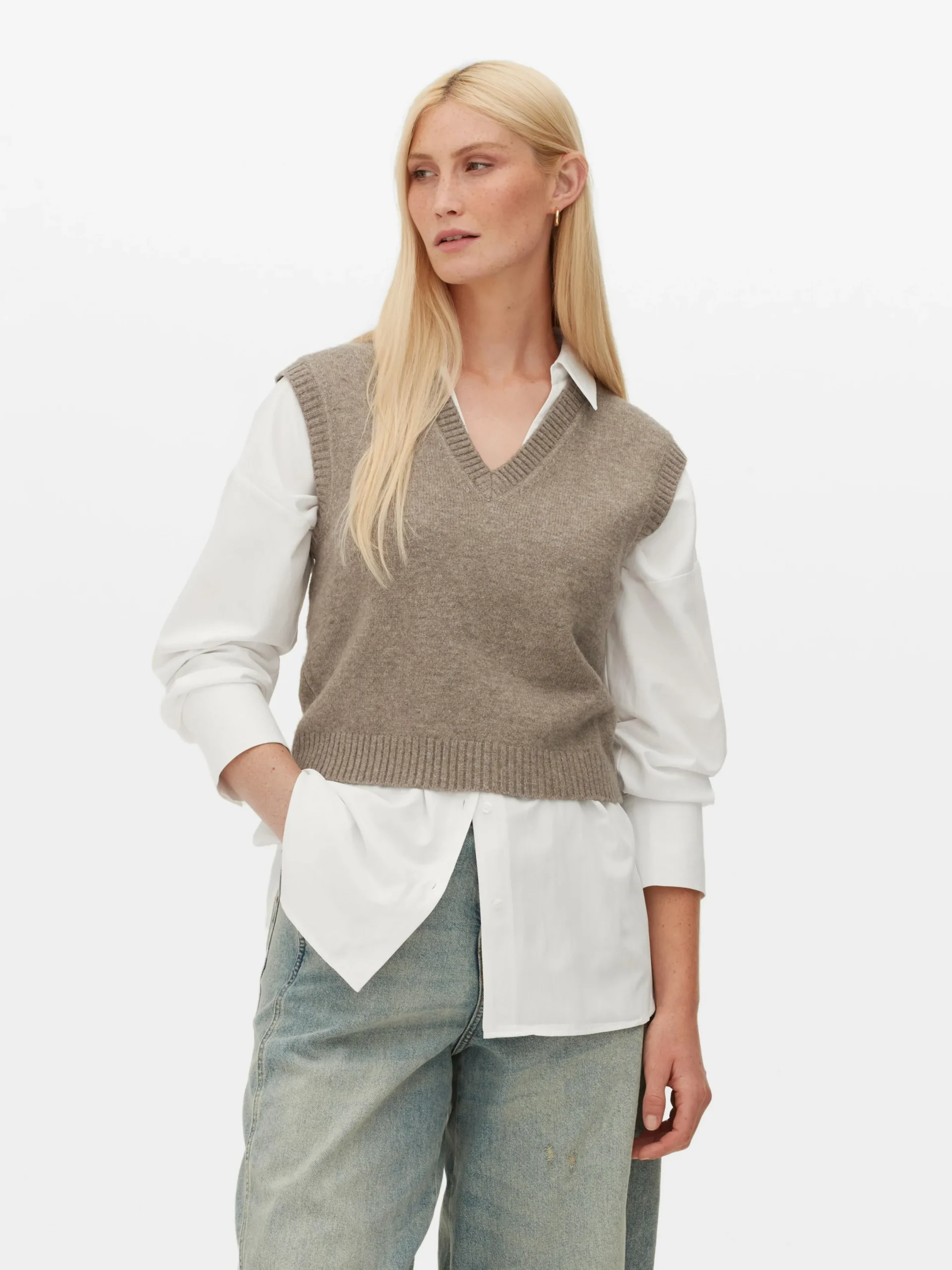 Pulls Et Gilets|Primark Débardeur Tricoté à Col En V Taupe